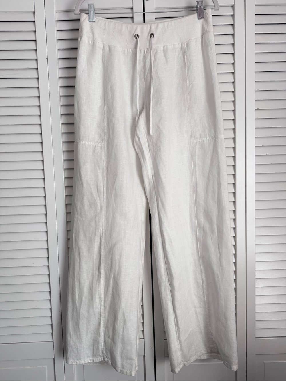 Eileen Fisher Organic Linen Straight Leg Off White Pants Trousers Coastal Small
